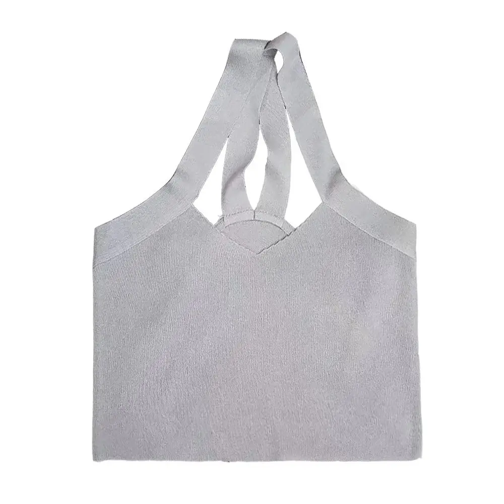 White Halter Top with Cutout for Women — feature 6