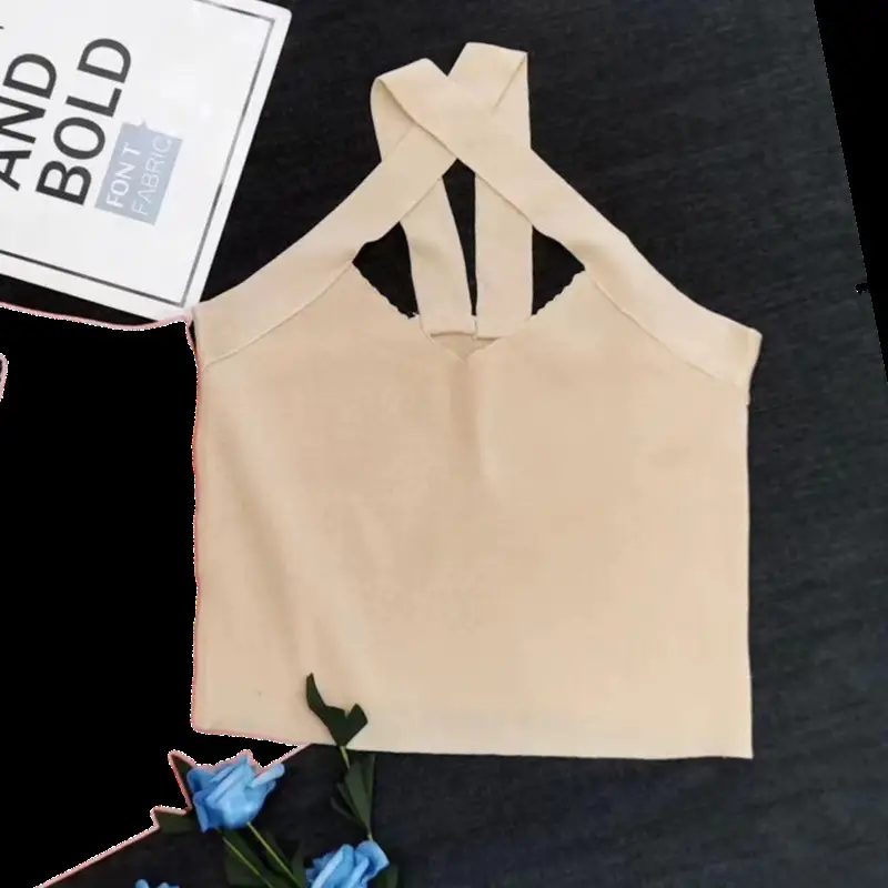 White Halter Top with Cutout for Women