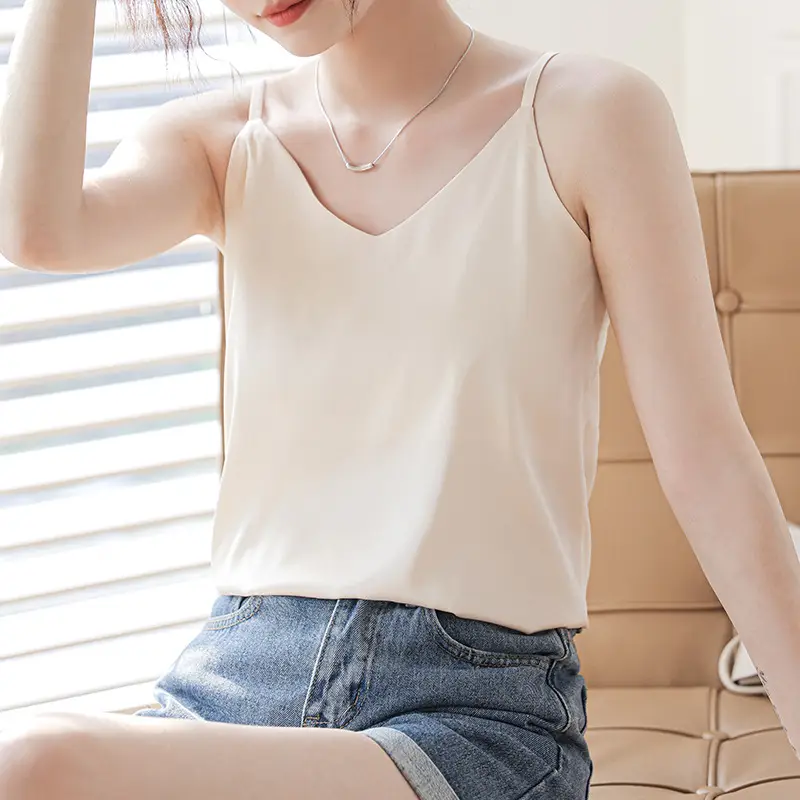 Women's Silk V-Neck Inner Vest Adjustable Ice Silk - Image 5