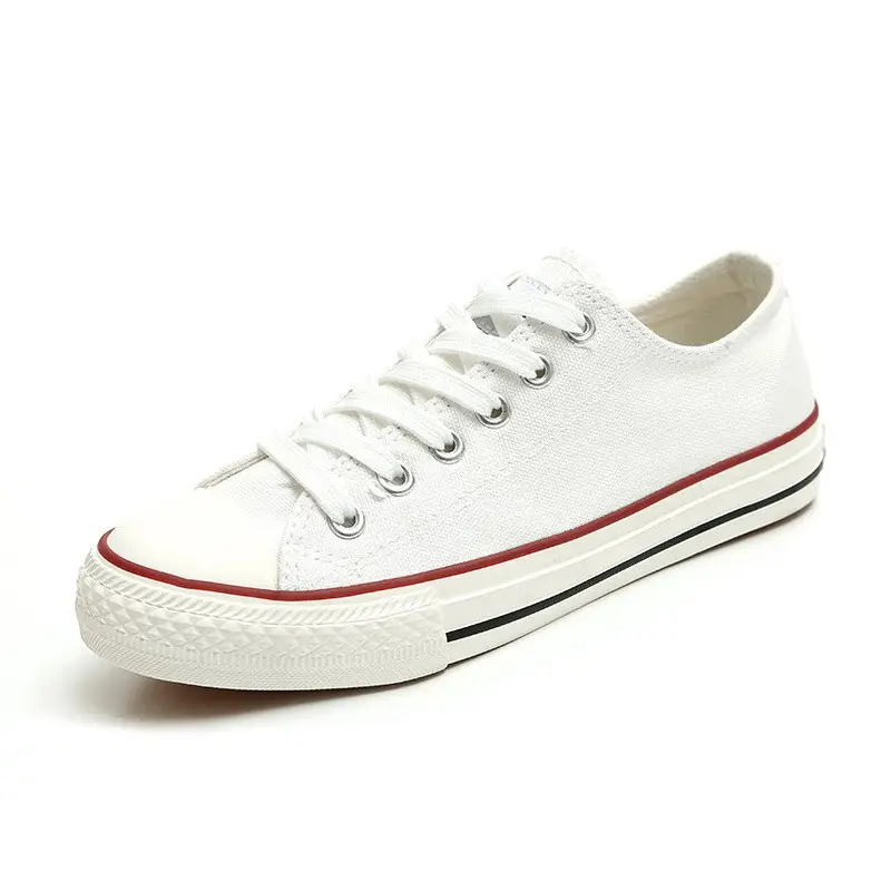 White Canvas Low-Top Sneakers for Women Spring 2024 - Image 2