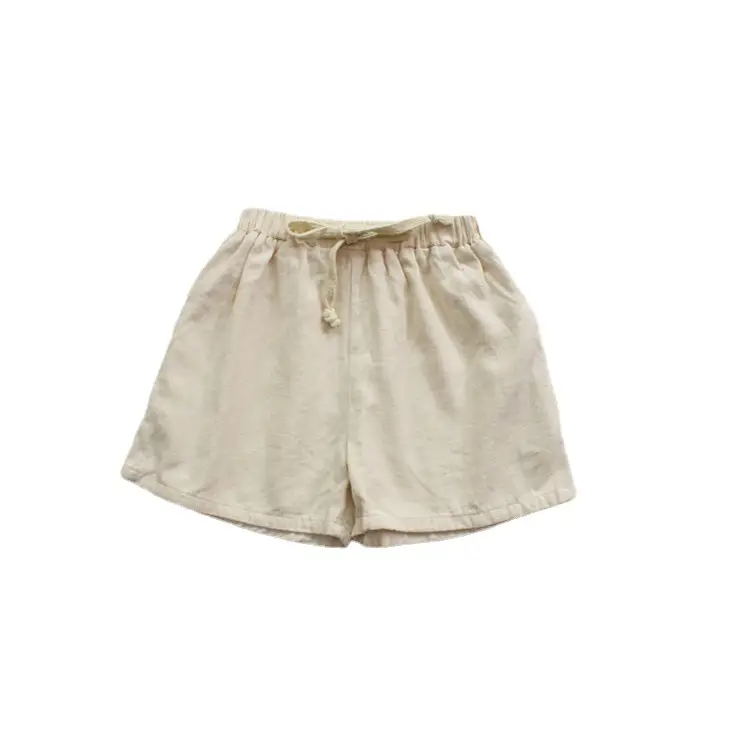 New Kids Cotton Linen Shorts Beige Loose Fit - Image 8