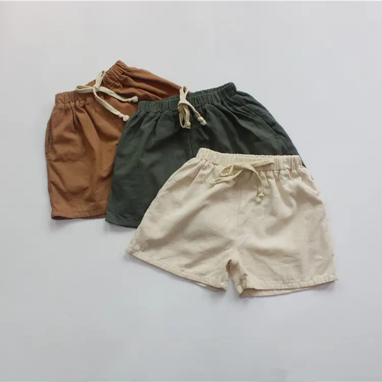 New Kids Cotton Linen Shorts Beige Loose Fit — feature 4