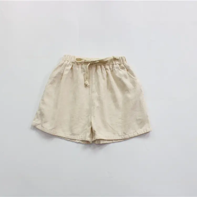 New Kids Cotton Linen Shorts Beige Loose Fit — feature 5