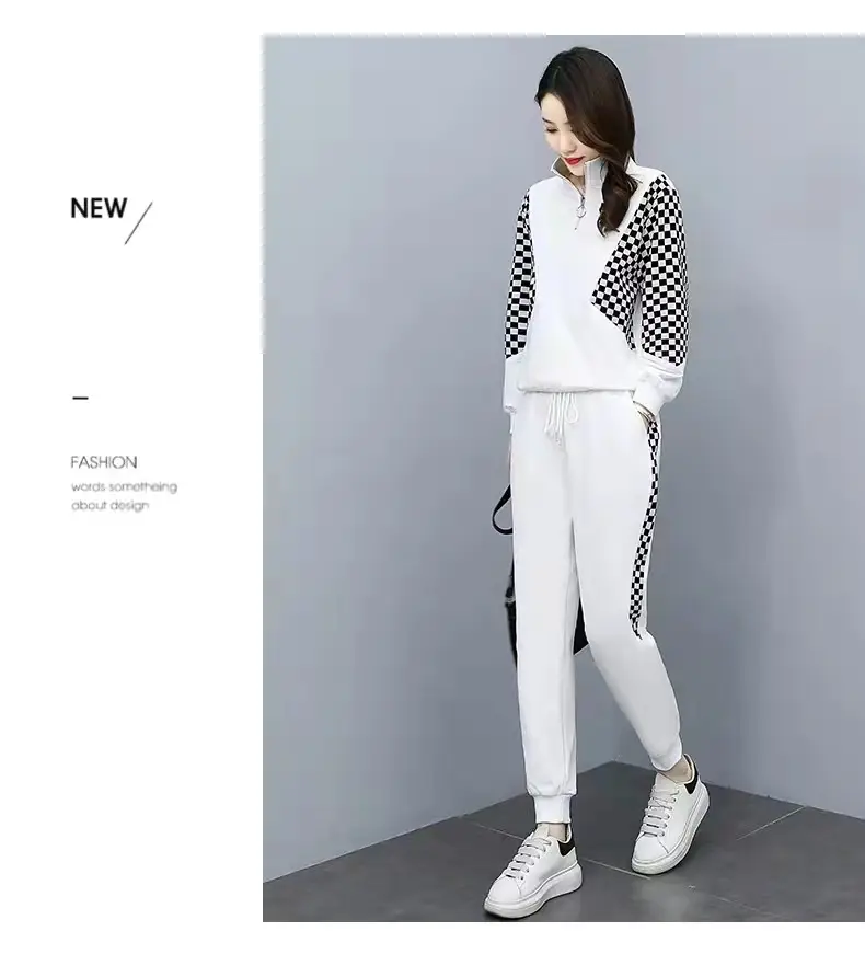Women White Checkered Track Suit Spring 2025 — feature 10