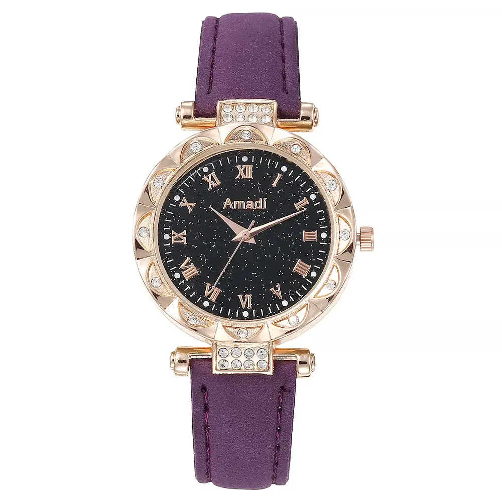 Women's Luminous Watch Set 3Pcs Red Strap Starry Design - Image 11