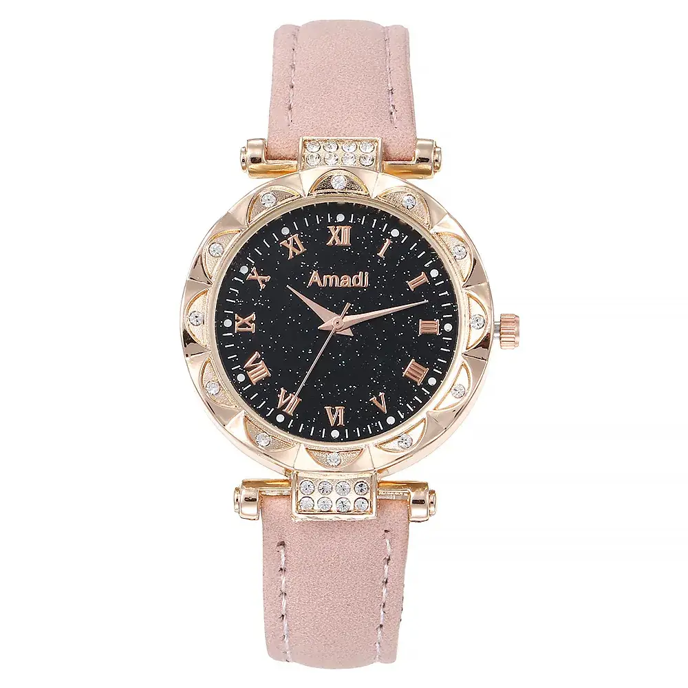 Women's Luminous Watch Set 3Pcs Red Strap Starry Design - Image 9
