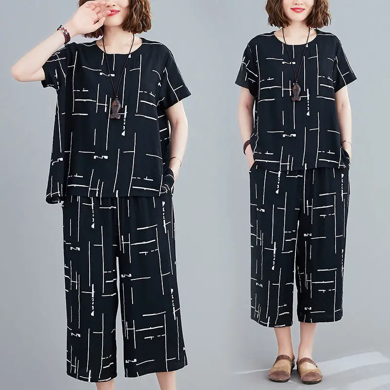 Women Korean Loose Western Wide Pants Summer Set - Image 5