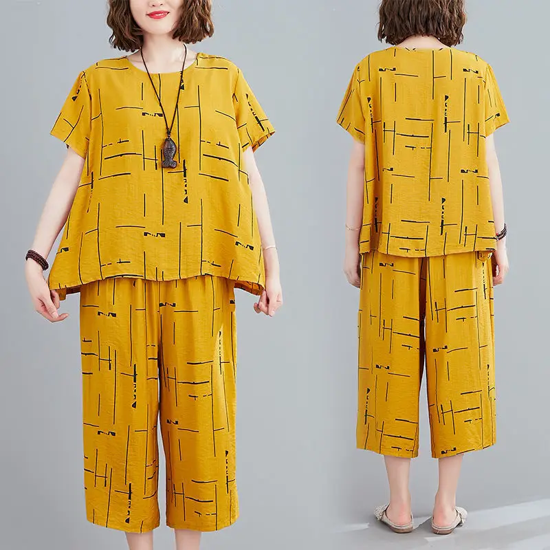 Women Korean Loose Western Wide Pants Summer Set - Image 6
