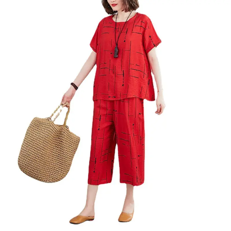 Women Korean Loose Western Wide Pants Summer Set - Image 8