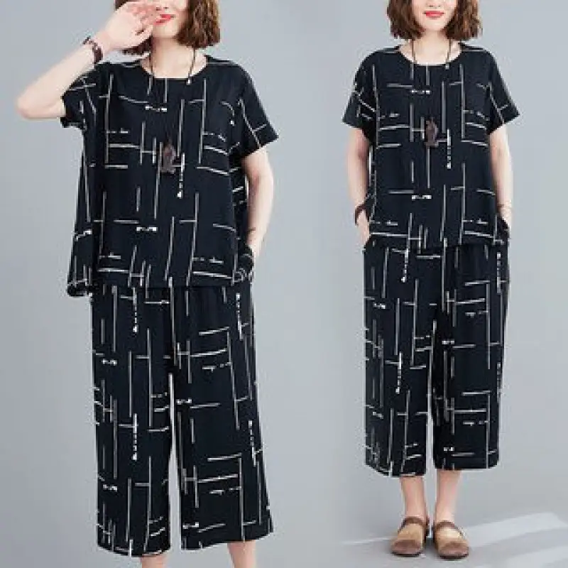 Women Korean Loose Western Wide Pants Summer Set - Image 3