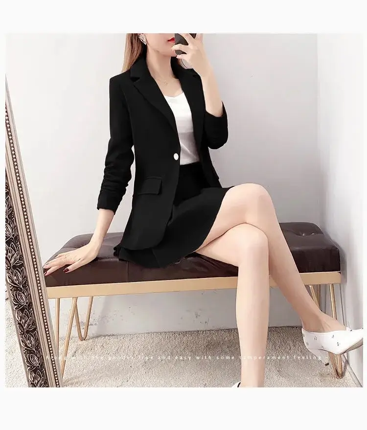 Red 2-Piece Women's Suit with Pleated Skirt — feature 2