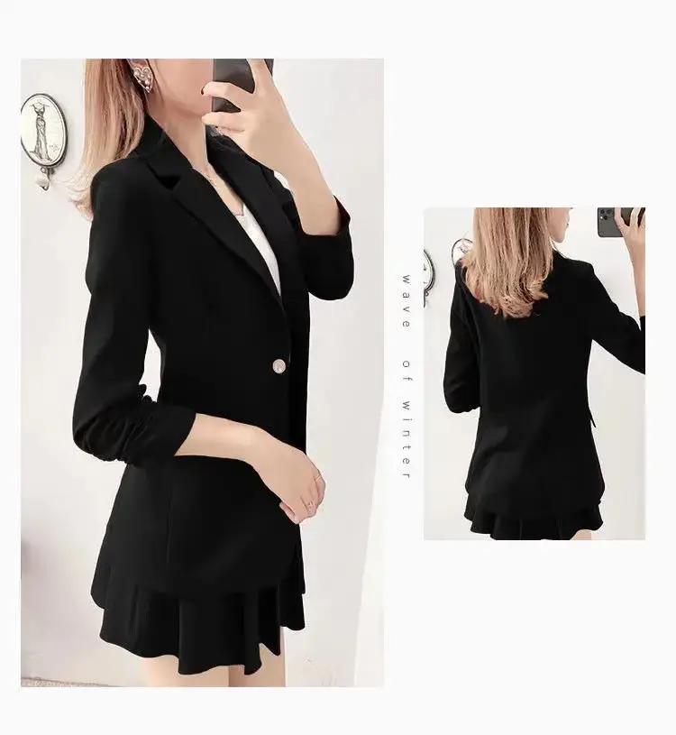 Red 2-Piece Women's Suit with Pleated Skirt — feature 5