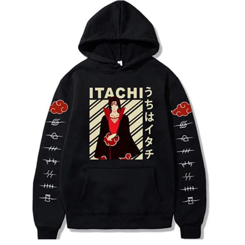 Men Black Itachi Hoodie Casual Hooded Sweatshirt - Image 12