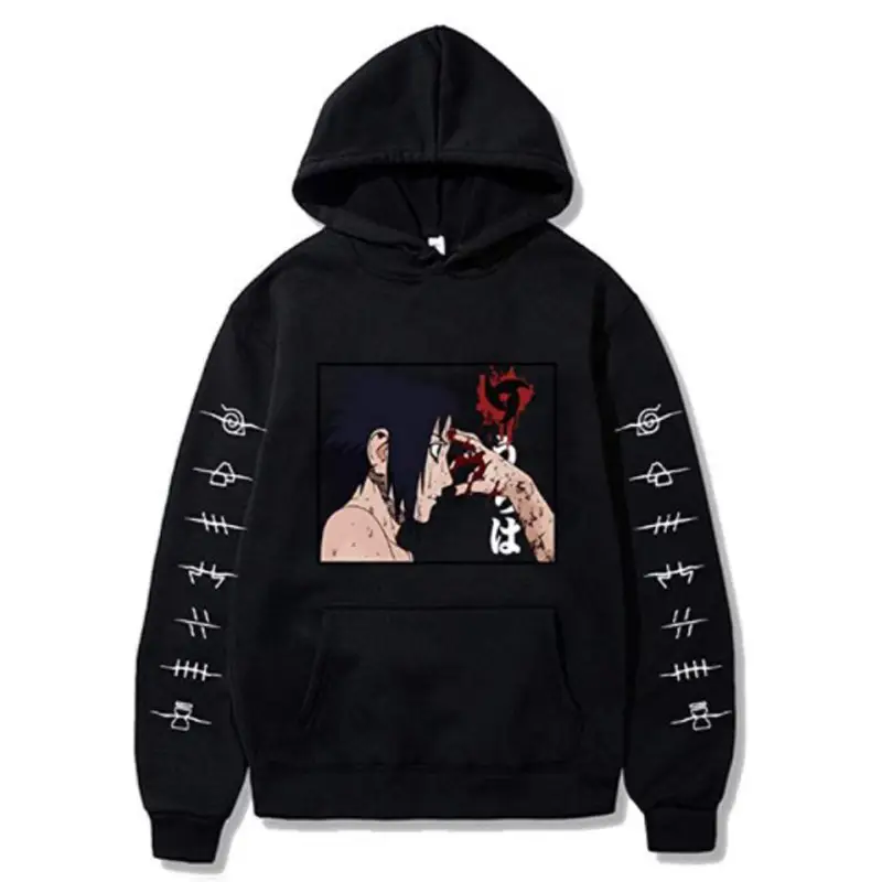 Men Black Itachi Hoodie Casual Hooded Sweatshirt - Image 13