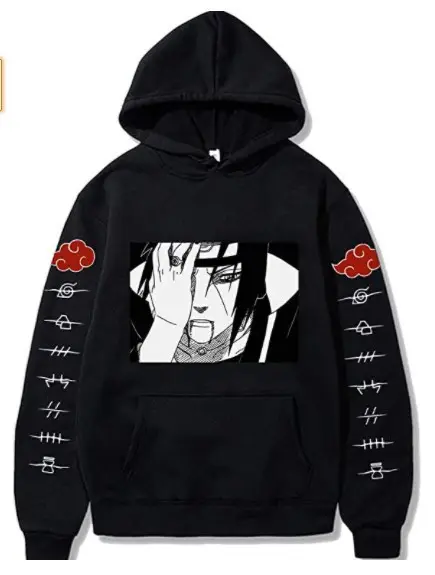 Men Black Itachi Hoodie Casual Hooded Sweatshirt - Image 4