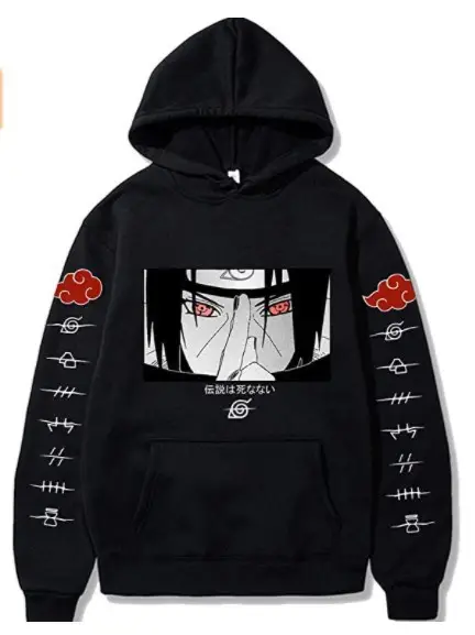 Men Black Itachi Hoodie Casual Hooded Sweatshirt - Image 6
