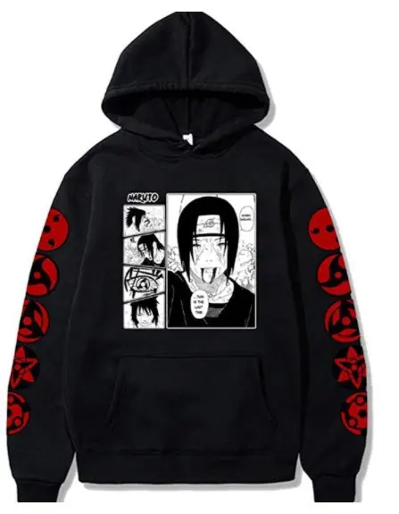Men Black Itachi Hoodie Casual Hooded Sweatshirt - Image 7