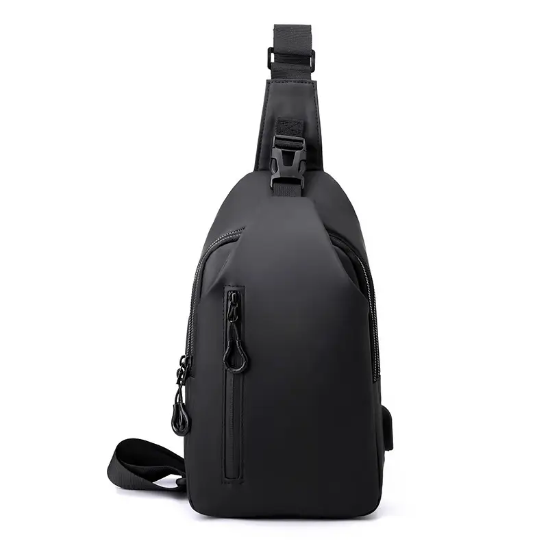 Men's Water-Repellent USB Charging Chest Bag Blue - Image 8