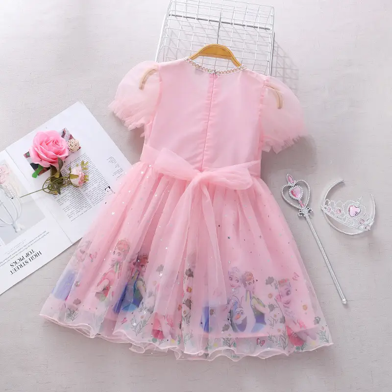 Frozen Princess Dress Girls Aisha Dress 2022 New Summer Aisha Skirt Aisha Short Sleeve Skirt