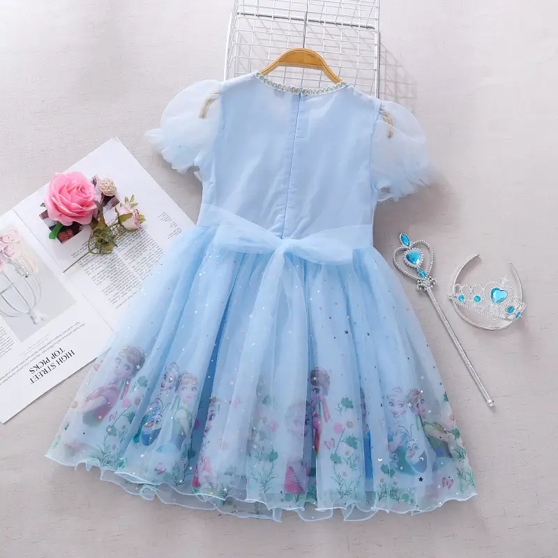 Frozen Princess Dress Girls Aisha Dress 2022 New Summer Aisha Skirt Aisha Short Sleeve Skirt