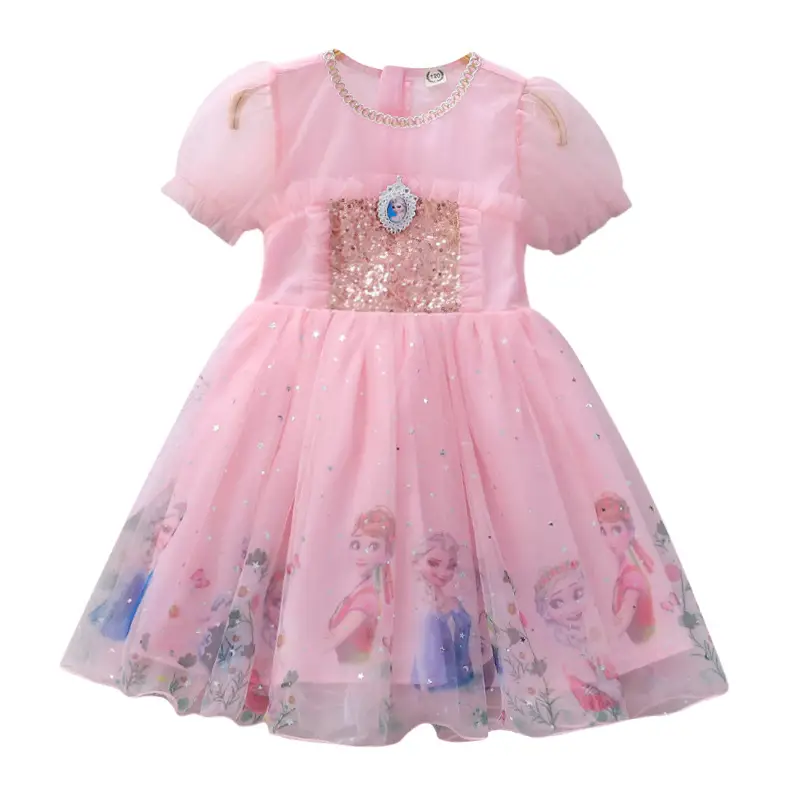 Frozen Princess Dress Girls Aisha Dress 2022 New Summer Aisha Skirt Aisha Short Sleeve Skirt