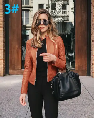 Women's Leather Jacket Suit Blue Black Winter Fashion