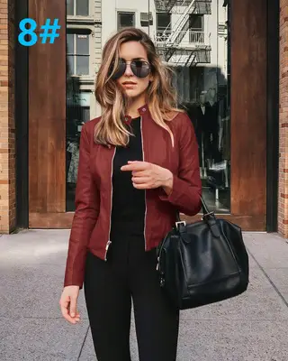 Women's Leather Jacket Suit Blue Black Winter Fashion
