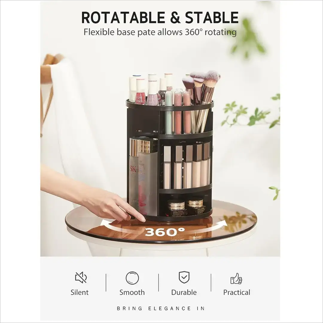 Transparent Desktop 360 Rotating Cosmetic Storage Box Dressing Table Amazon Cosmetic Brush Skin Care Storage Rack
