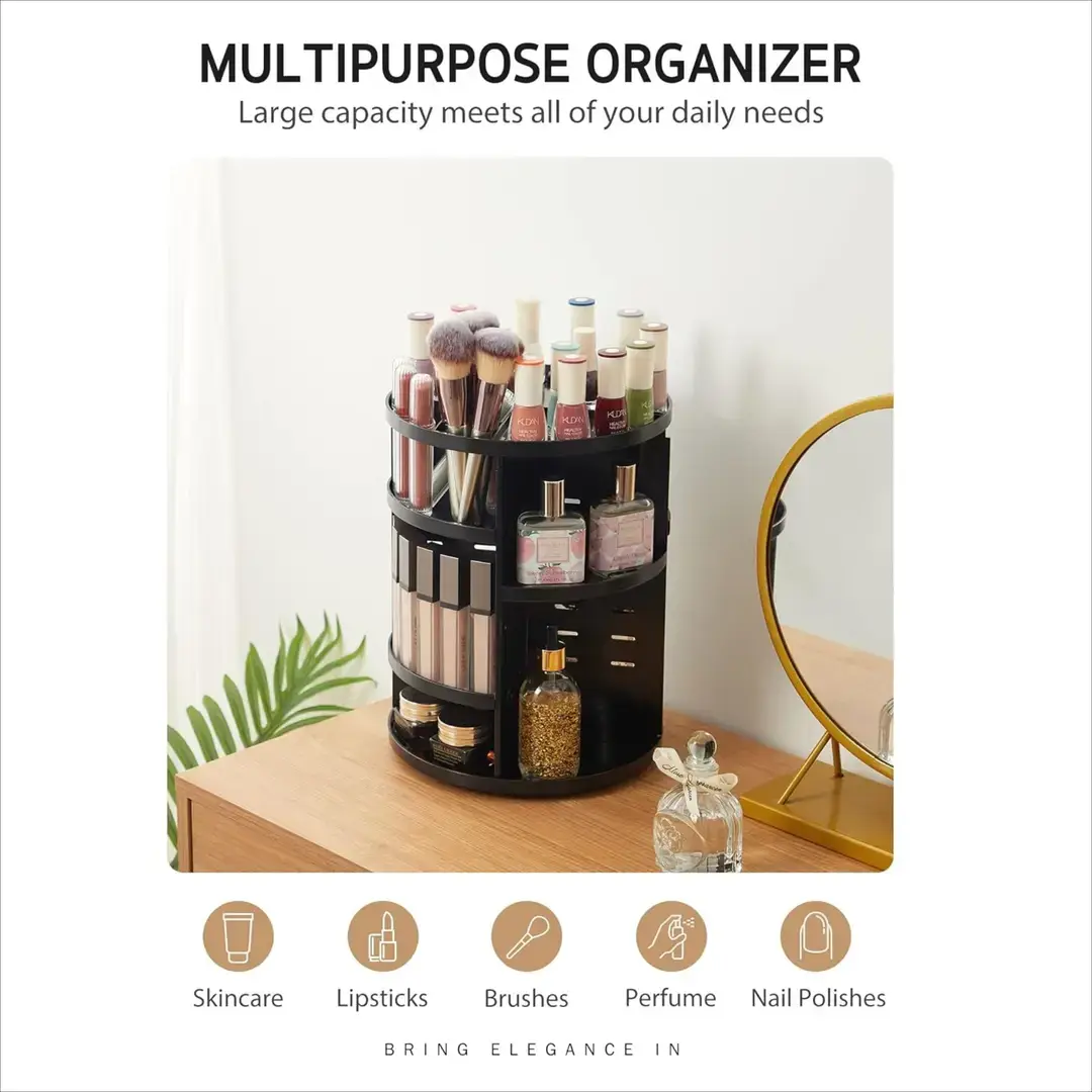 Transparent Desktop 360 Rotating Cosmetic Storage Box Dressing Table Amazon Cosmetic Brush Skin Care Storage Rack