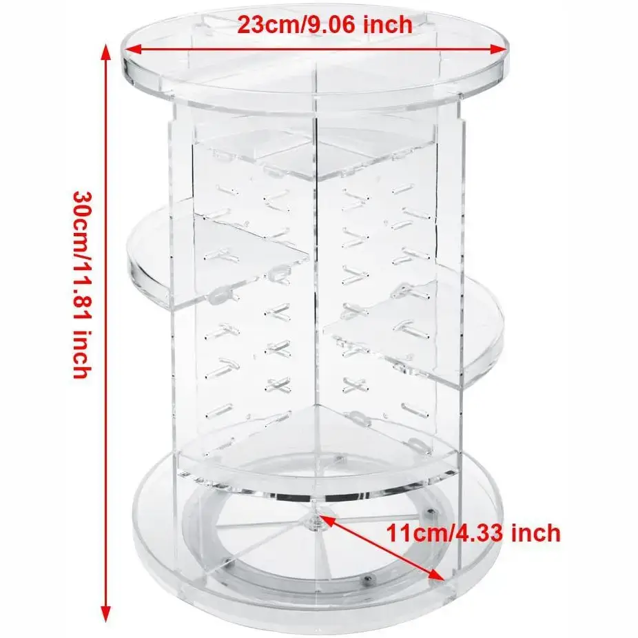 Transparent Desktop 360 Rotating Cosmetic Storage Box Dressing Table Amazon Cosmetic Brush Skin Care Storage Rack — feature 8