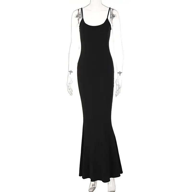 Pink Backless Strap Flat Dress for Women - Image 3