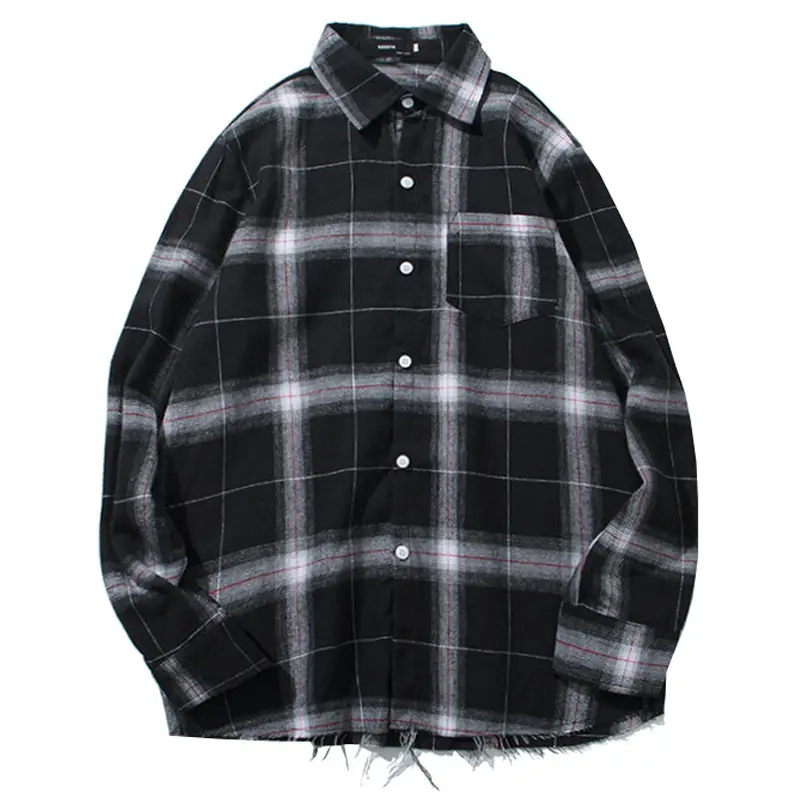 2021 Long Sleeve Plaid Shirt Men Casual Student Wear - Image 15