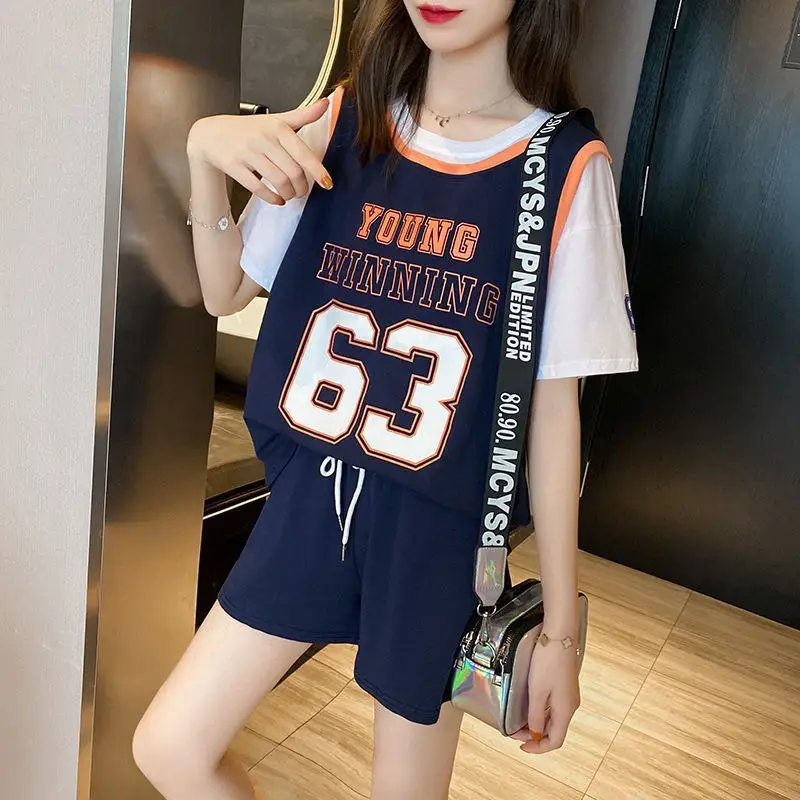 Plus Size 2025 Summer Casual Sports Suit Women Loose Shorts Set - Image 6