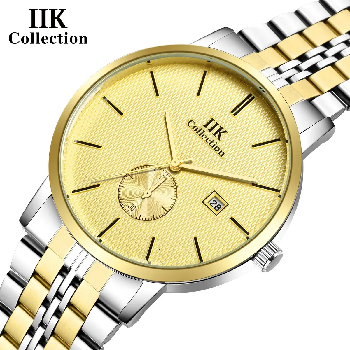 IIK Men's Quartz Steel Belt Watch with Calendar