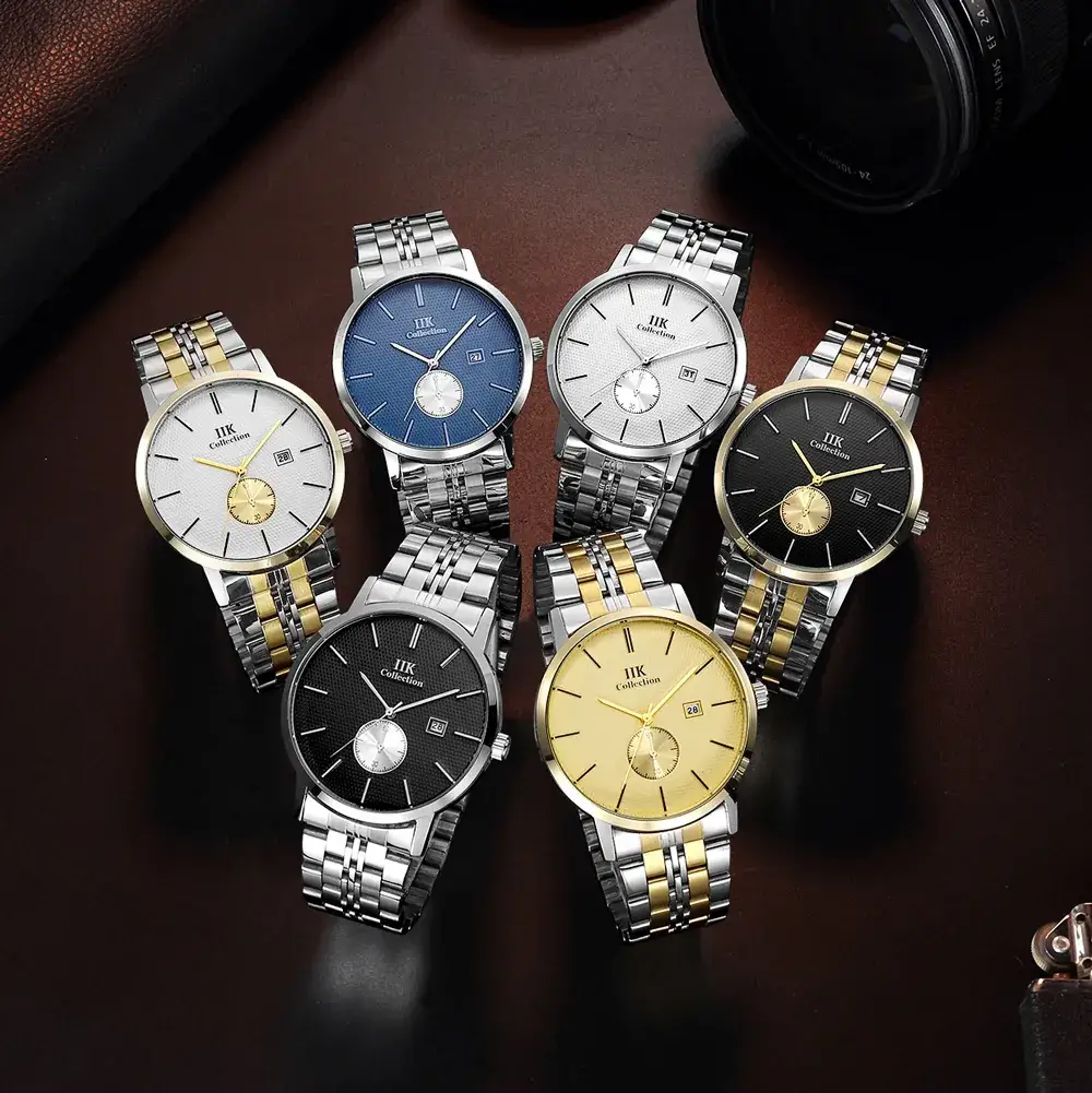 IIK Men's Quartz Steel Belt Watch with Calendar