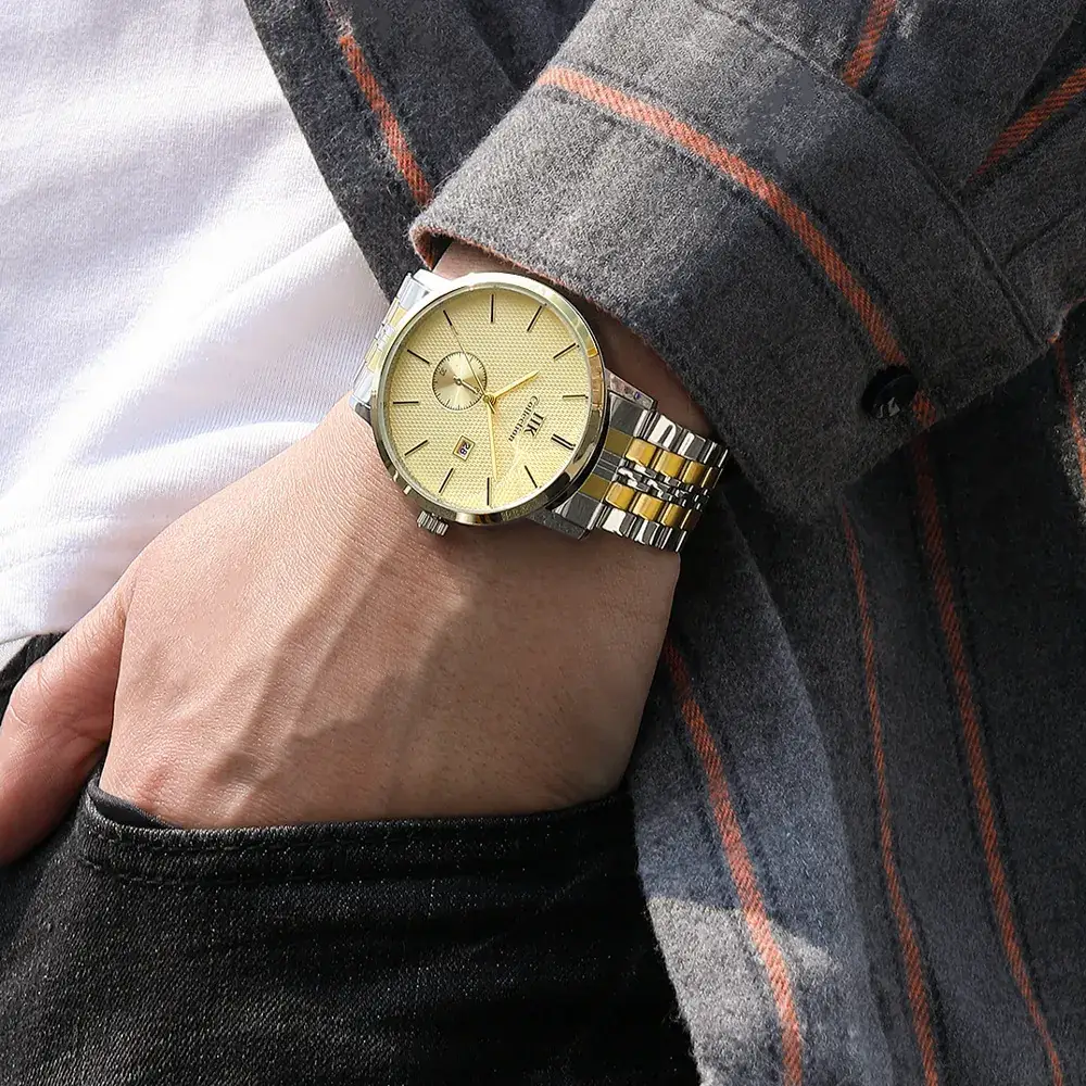 IIK Men's Quartz Steel Belt Watch with Calendar