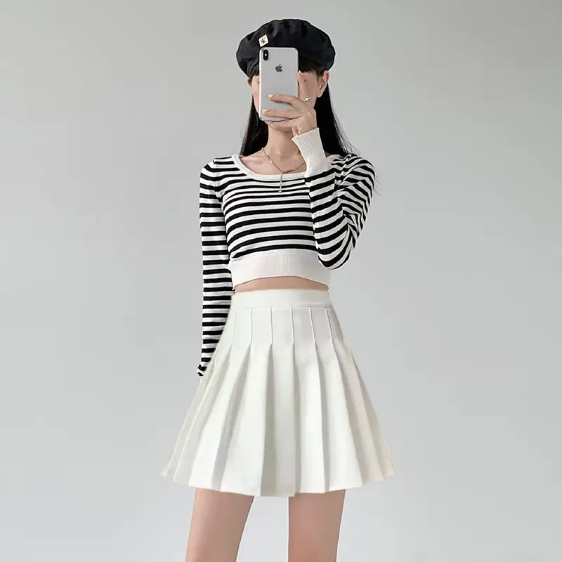 Women Pleated Skirt High Waist Spring Summer 2023 - Image 2