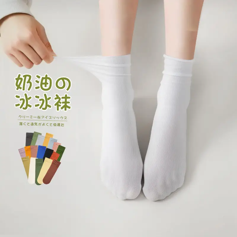 Socks women's socks ice ice socks summer thin velvet ice stockings tube Japanese pile socks Zhuji stockings wholesale