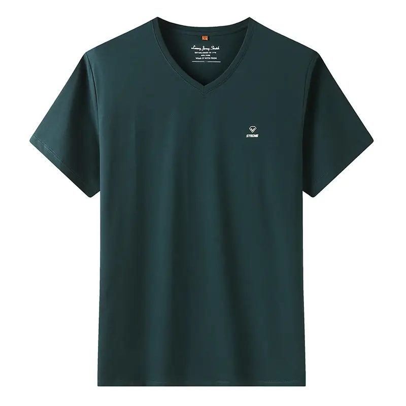 Fat Man 2025 V Neck Cotton T-Shirt Dark Green - Image 6