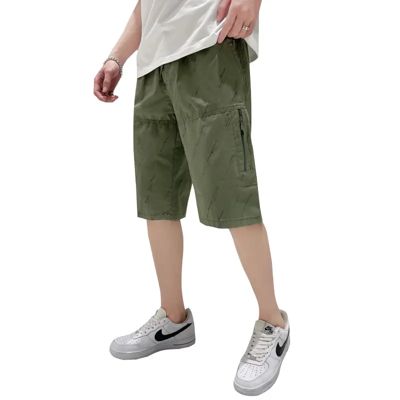 Plus Size Cotton Cropped Pants with Zip Pockets