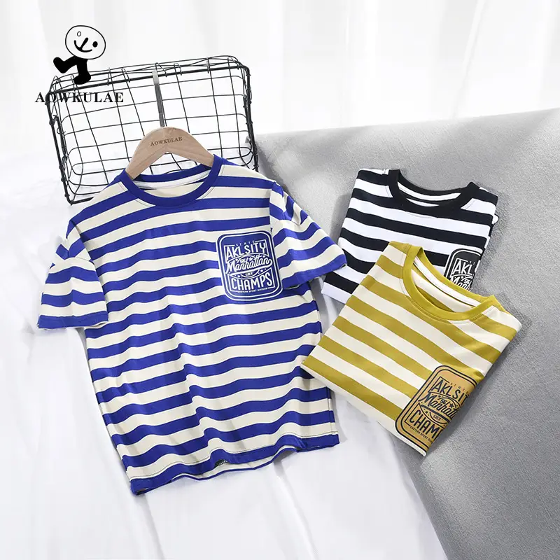 Boys Striped Cotton T-Shirts All Colors Wholesale - Image 3
