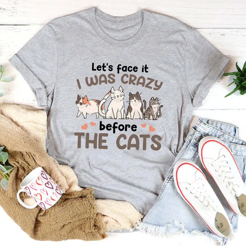 Pink Cat Print T-Shirt for Women Crew Neck Short Sleeve - Image 2