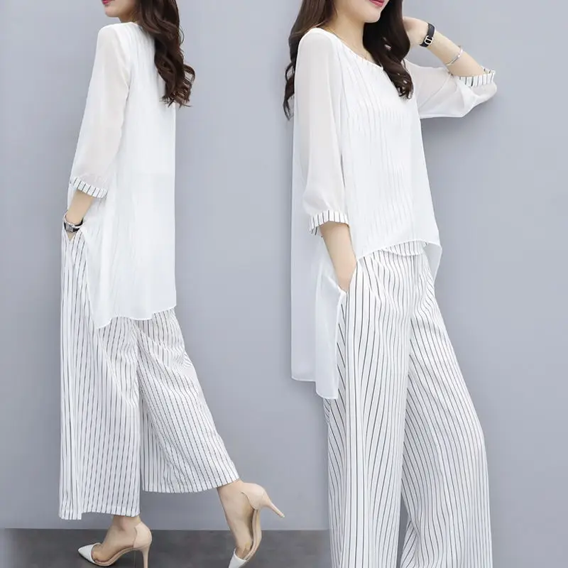 2022 Women's Belly Covering Suit Wide Leg Pants Chiffon Top - Image 6