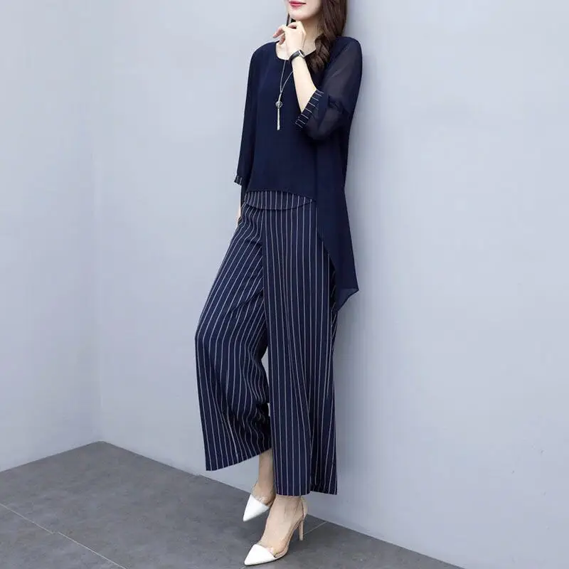 2022 Women's Belly Covering Suit Wide Leg Pants Chiffon Top - Image 7
