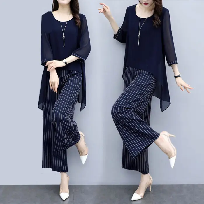 2022 Women's Belly Covering Suit Wide Leg Pants Chiffon Top - Image 3