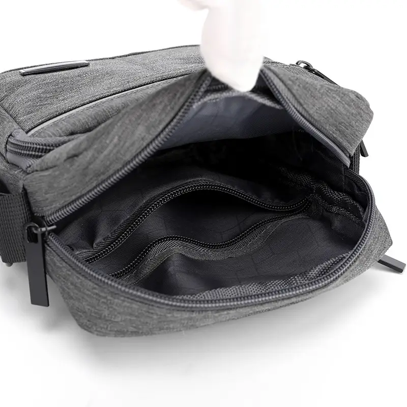 Men's Grey Oxford Crossbody Bag Commuting Business