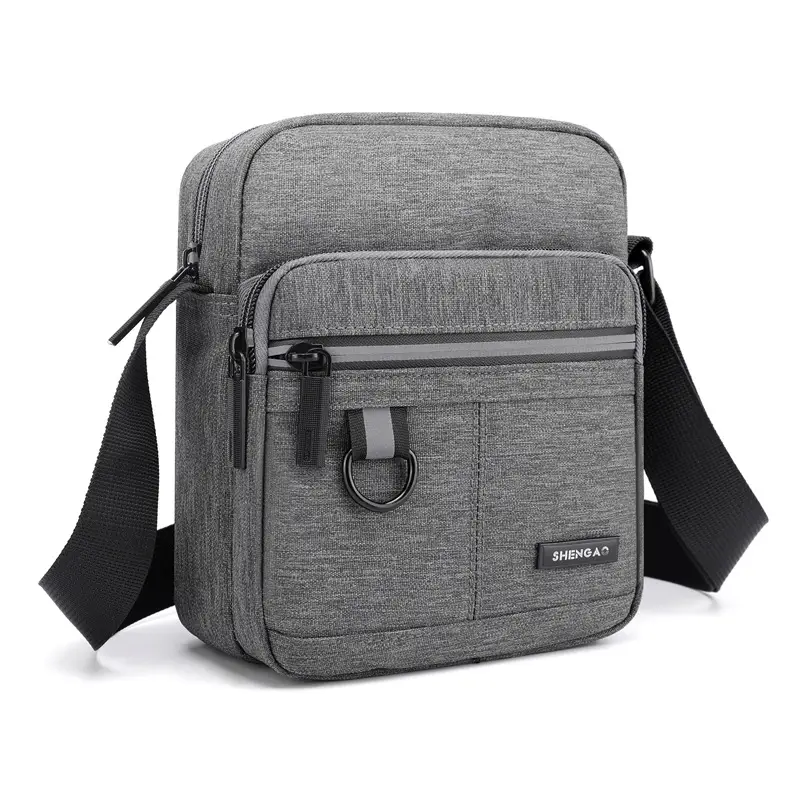 Men's Grey Oxford Crossbody Bag Commuting Business