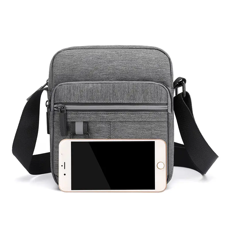 Men's Grey Oxford Crossbody Bag Commuting Business