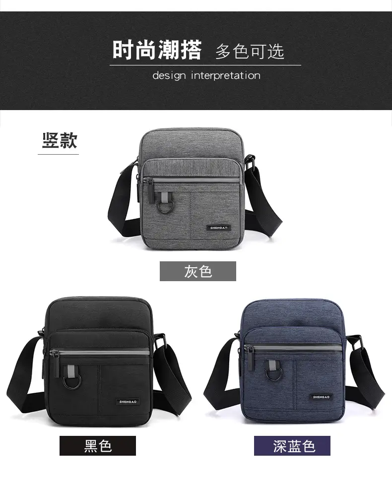 Men's Grey Oxford Crossbody Bag Commuting Business — feature 4