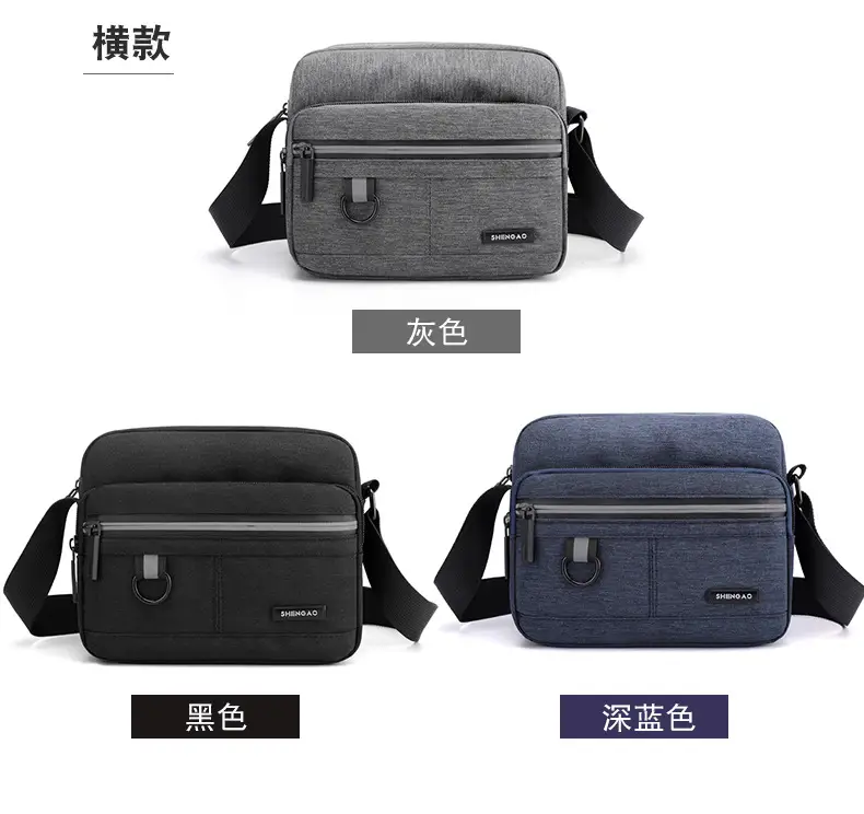 Men's Grey Oxford Crossbody Bag Commuting Business — feature 5